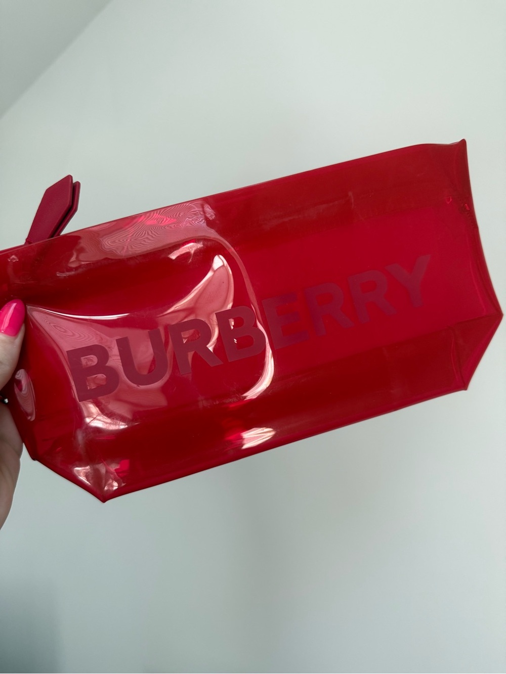 Burberry Red Transparent Logo Pouch